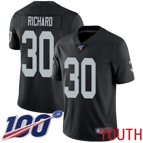 Oakland Raiders Limited Black Youth Jalen Richard Home Jersey NFL Football #30 100th Season Vapor Jersey->women nfl jersey->Women Jersey